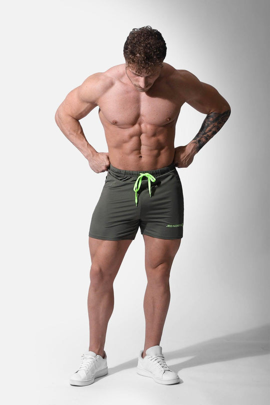 Agile Bodybuilding 4'' Shorts w Zipper Pockets - Olive - Jed North