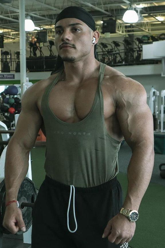 Classic Bodybuilding Racerback Stringer - Olive - Jed North