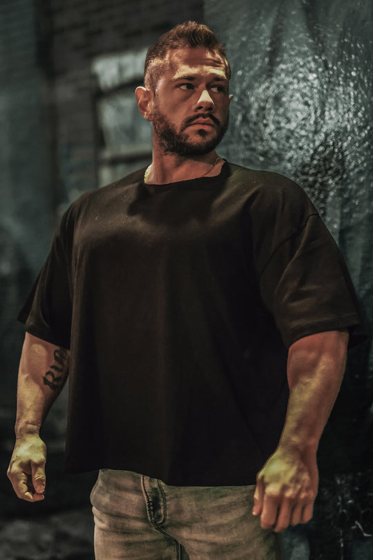 Raw-Cut Boxy Crop Tee - Black