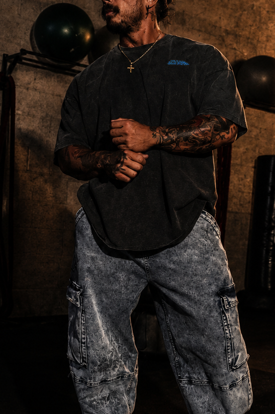 Acid Washed Oversized T-Shirt - Charcoal Black