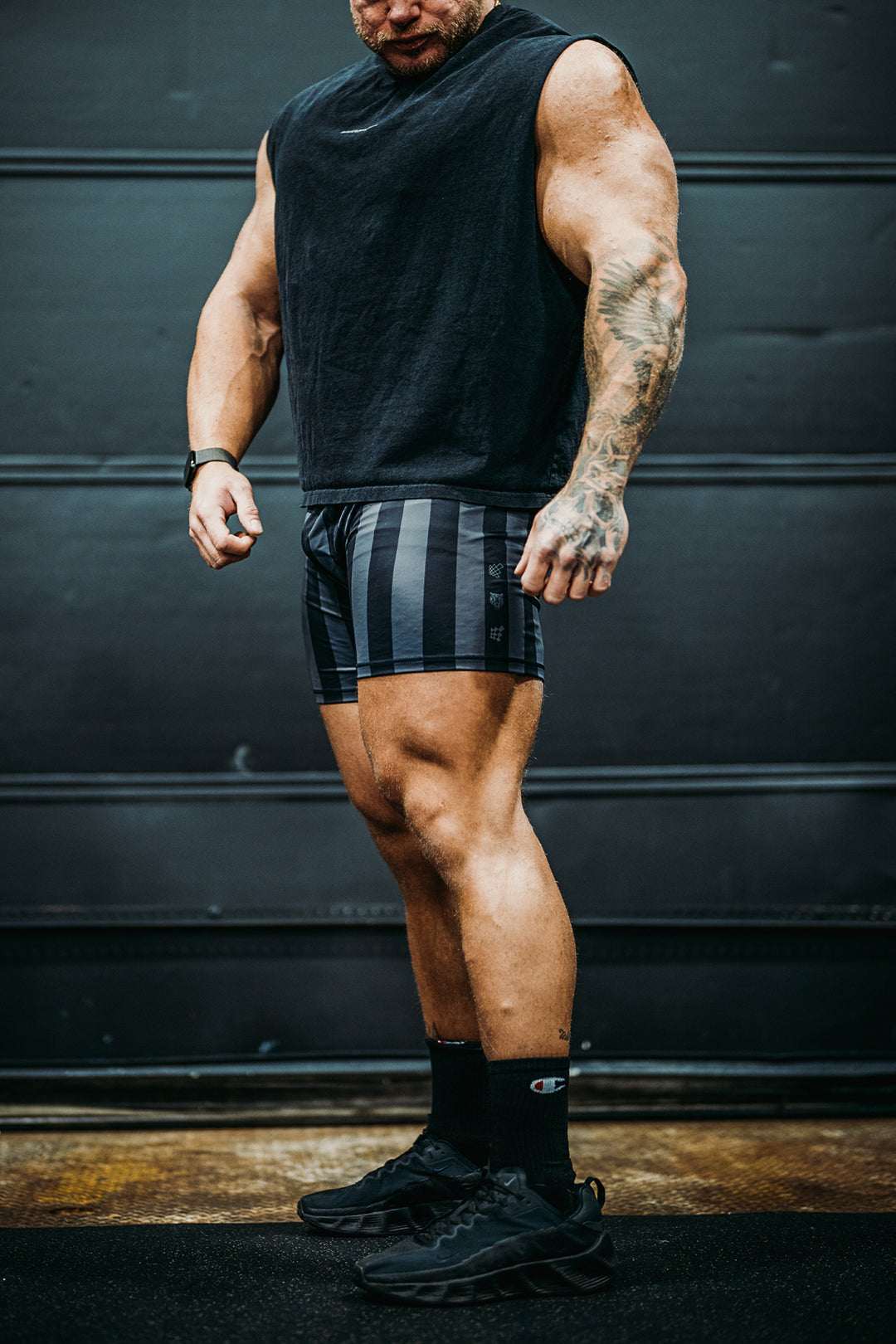 Retro Bodybuilding Shorts - Black & Gray