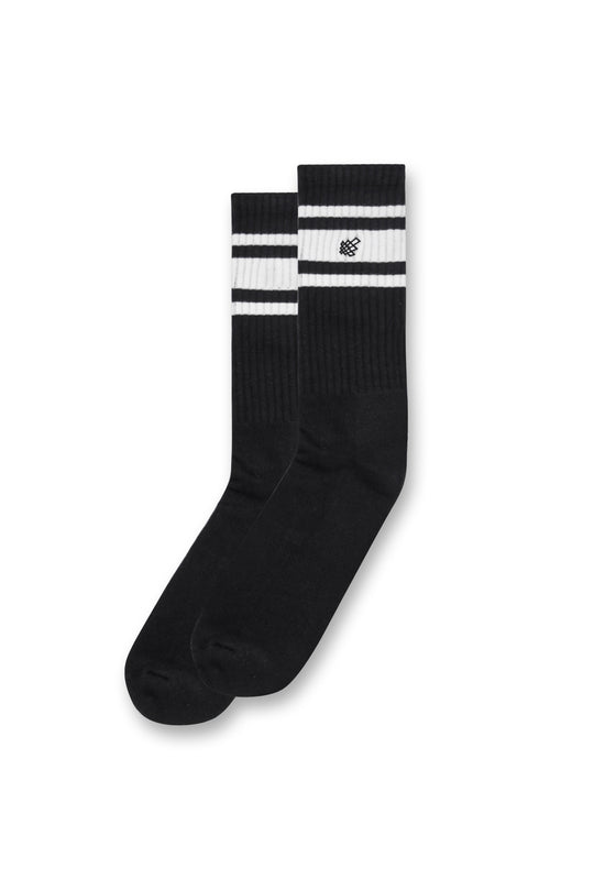 Men's Striped Crew Socks - Black