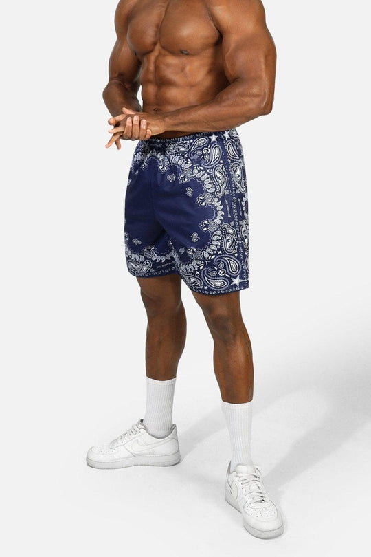 Jersey Mesh 7.5" Gym Shorts - Navy Paisley