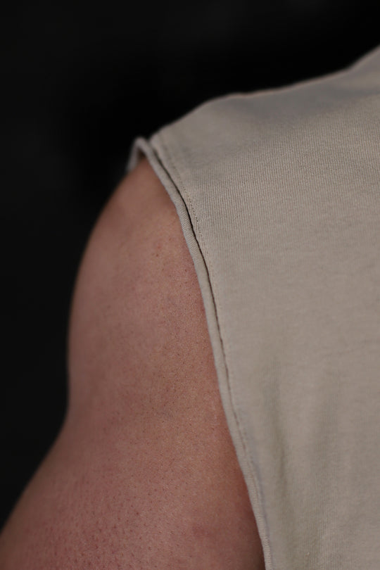 Box Cut Muscle Tee - Light Khaki