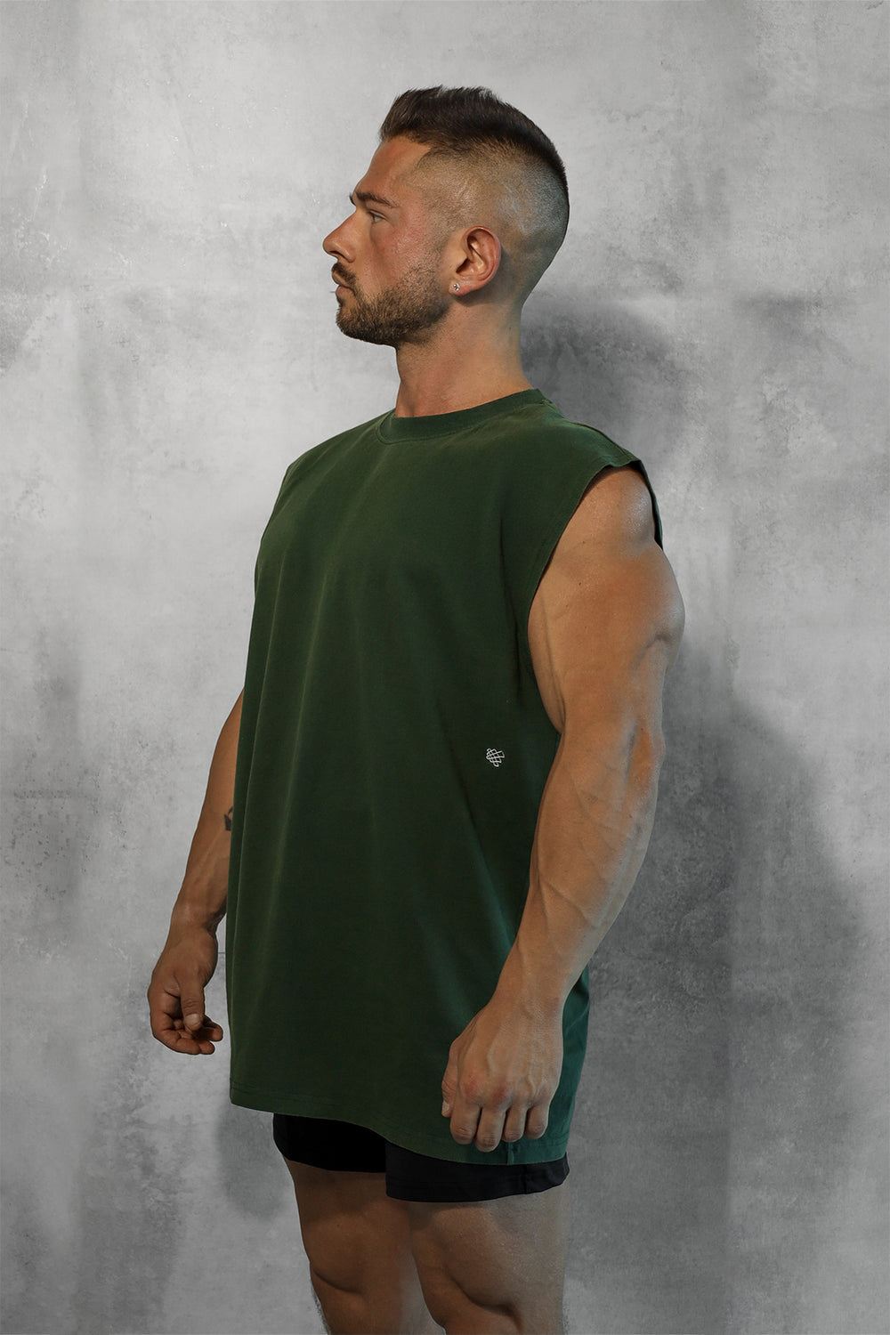 Retro Oversized Muscle Tee - Forest Green