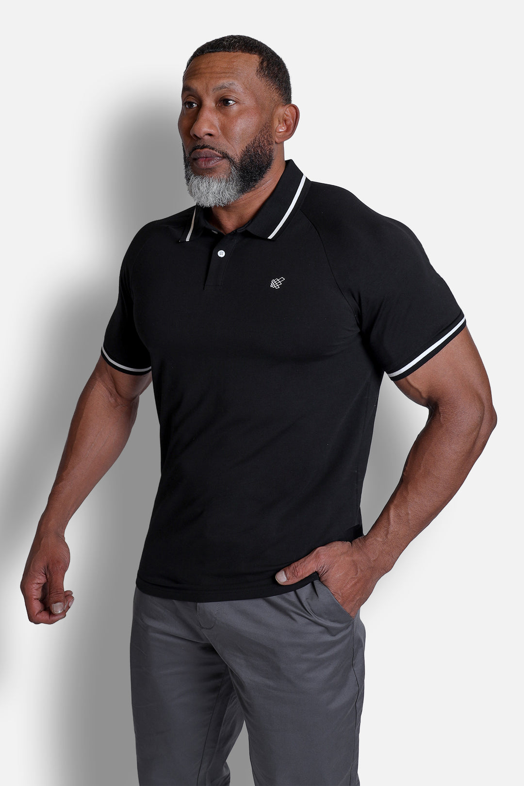 Banded Muscle-Fit Polo T-Shirt - Black