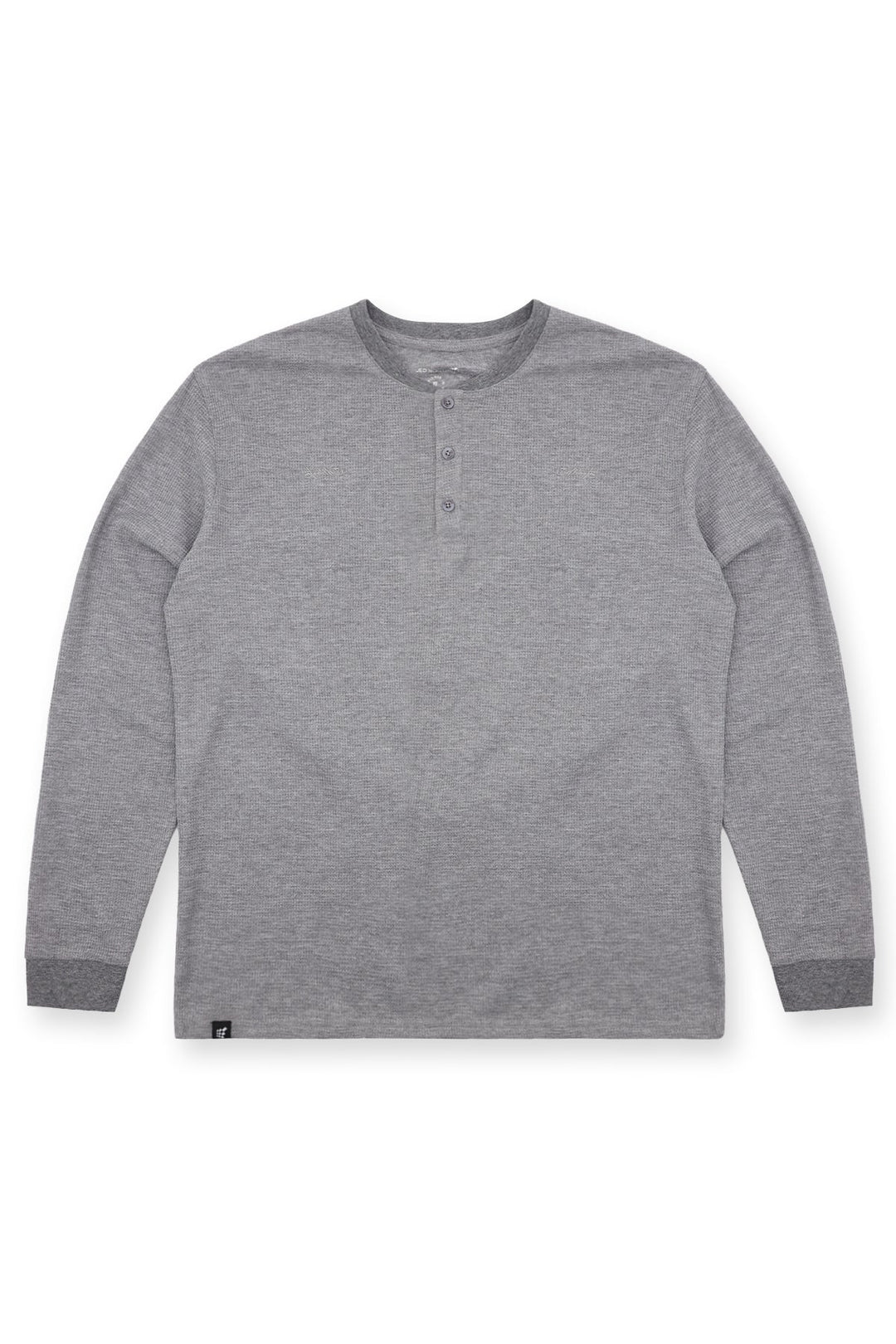 Waffle Knit Henley Long Sleeve T-Shirt - Dark Gray