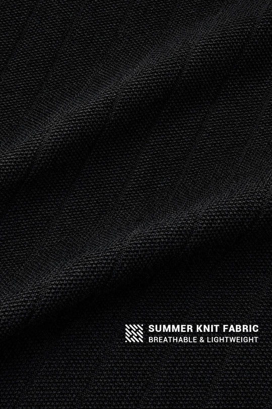 Rib Knit Collared Polo  - Onyx Black