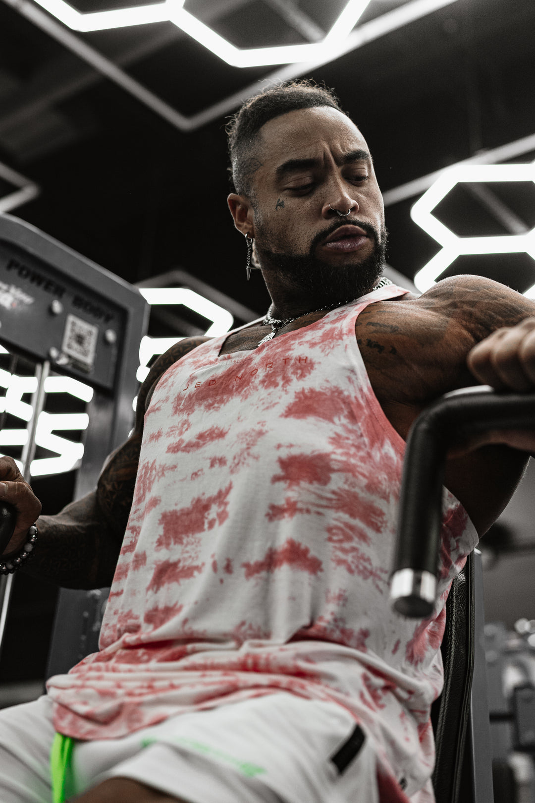 Classic Bodybuilding Racerback Stringer - Red Tie Dye