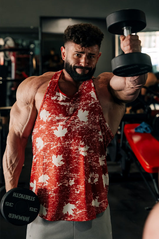 Graphic Muscle Stringer - Red Maple Leaf