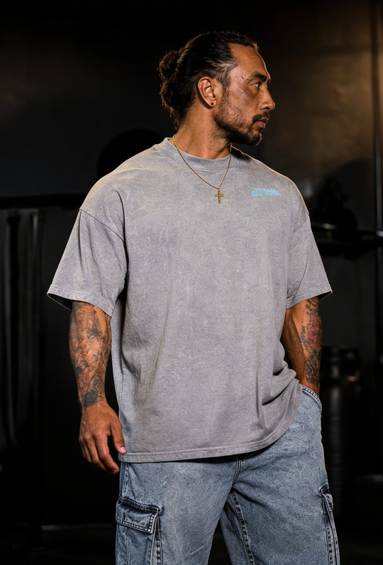 Acid Washed Oversized T-Shirt - Storm Gray