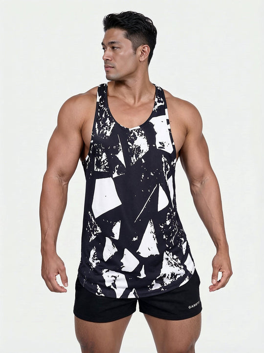 Graphic Muscle Stringer - Abstract Black