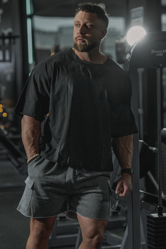 Raw-Cut Boxy Crop Tee - Black